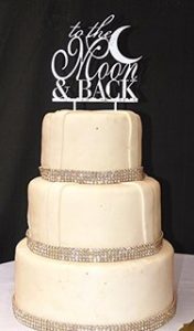 Silver Cake Topper Moon and Back
